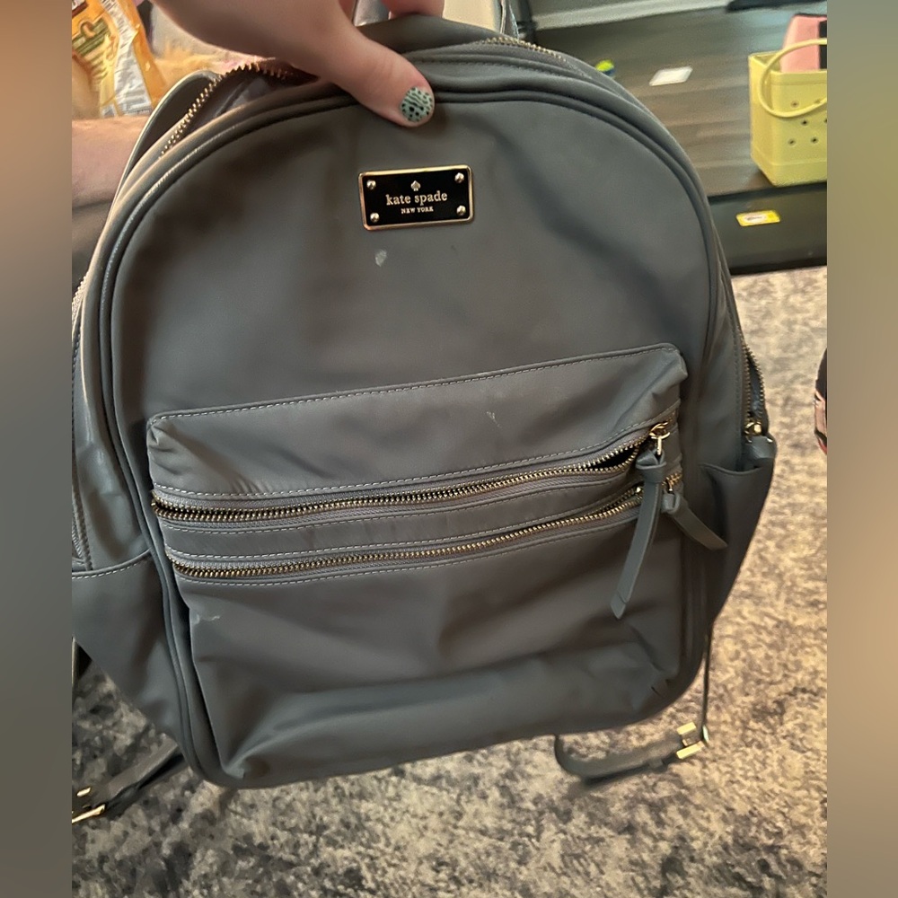 Kate Spade Charcoal Backpack with Gold Details